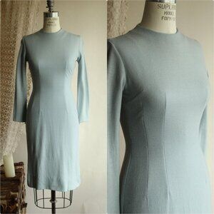 Vintage 1960s Wiggle Dress, Jonathan Logan Blue Wool Dress, Chumley Sportswear